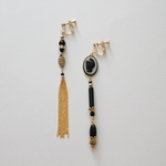Vintage  Czech glass cabochon asymmetry earring(pierce)