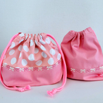 ほんわかピンクのお弁当袋とコップ袋のセット