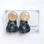 gold×black ロープ 2way大ぶりピアス・イヤリング