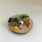 紫陽花と傘と猫