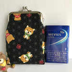 母の日【再販5】 【送料無料】和柄 柴犬柄のがま口シガレットケース(黒)