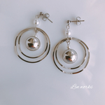 ウエーブ二連フープ×メタルボールピアス