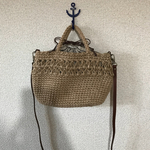 本革持ち手 麻ひも2wayバッグ