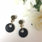 ブラック ウッド リング ピアス イヤリング