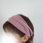 再販**桜色　おちついたお色です　*柔らかダブルガーゼのゆるヘアターバン**カフェなどのお仕事にも