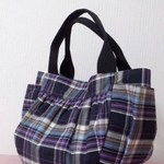 tanuki07さま専用♪パープルチェック柄ギャザーバッグ