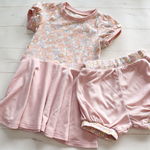 最終SALE♡[90]デイジープリントのおんなのこパフ袖ワンピース&かぼちゃパンツ<pink>
