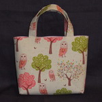 ちいさなトートバッグ13（おさんぽふくろう）pink系