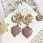押し花heartピアス＊イヤリング