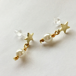 一点のみ 星とパールの樹脂ピアス