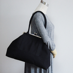 大容量☆使用生地リニューアル☆8号撥水帆布 ☆受注製作☆【nanqueen's handmade】がま口ショルダー＆ハンド2wayバッグ