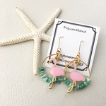 フラミンゴ×アマゾナイト ピアス.イヤリング