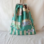(sale)グリーンレトロバス×ストライプ　　お着替え入れ