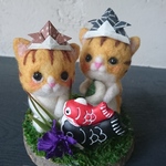 ＊端午の節句 ２匹のねこちゃん五月人形　置物＊
