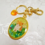 猫ちゃんとクローバー：キーホルダー     春 花