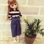 リカちゃん服  リボン付きワイドパンツ 