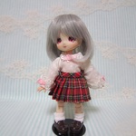 ガーリーブラウス 2p  赤プリーツ オビツ11