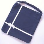 座布団カバー・防災頭巾カバー　紺×白リボン