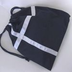 大きい巾着袋　　紺×白クロスライン