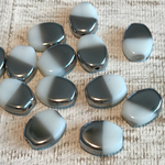 ガラス ビーズ  バイカラー  ホワイト&シルバー  10個 10mm  13mm厚み4mm