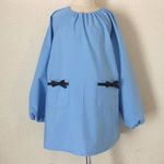 スモック 水色×紺リボン　巾着付　90～160