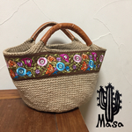麻バッグ★花柄テープ