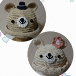 ♡nonhananeko様専用♡飾り付きの可愛いくまさんのコットン帽子です♪(２点)オールシーズンご使用頂けます！色・薄茶&アイボリー《送料無料》ベビー帽子・キッズ帽子