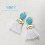 ✨ オルテガ柄タッセル×ターコイズの夏ピアス/イヤリング ✨