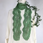 【ショール／ストール】☆楕円模様編みミニストール♪グラデーションGreen系♪ハンドメイド☆