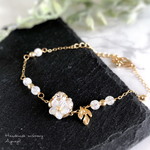 【4月誕生石】 petit bijou7 クラック水晶のボタニカルブレスレット