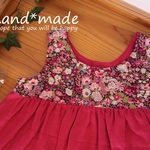 ノースリワンピ120*Wガーゼ・マゼンタ×リバティ