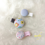 ❁﻿春の新作❁﻿『春の訪れ』くるみボタンのベビーヘアクリップ セット