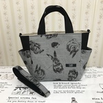 ＜うさぎ大好き様専用＞トートバッグサイドポケット付　　うさぎさん（グレー）