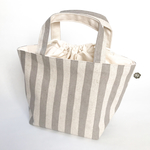 持ち手付きお弁当袋  ストライプ   グレー   保冷ランチポーチ   巾着
