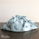 スモーキーブルー×グレーのスタンプ あずま袋 M