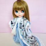 22cmドールサイズ  ブルー 着物 ブライス 着せ替え outfit  