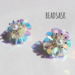3Dスパンコールフラワーピアス  "Aurora"