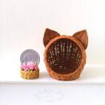 AB ミニチュア編カゴ ネコ耳付きドーム型
