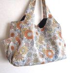 (0408)ころっとマチ付トートバッグ*サンフラワー*アイボリーベージュ
