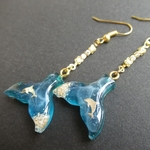 深海色ホエールテール  ダイヤレーン ロングタイプ ピアス/イヤリング
