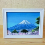 油絵原画『桜と富士山』　額縁付き