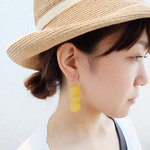 【chimie-90】ジャパンヴィンテージみかん色ビーズのイヤリング・ピアス