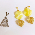 Yellow×Heart アンティーク ピアスorイヤリング