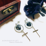 再販*Crystal Silver Night † ハートとクロスのピアス †