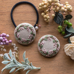桜のリースの手刺繍ブローチ・ヘアゴム