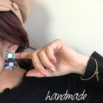 再販7♡天然石使用♡ビーズ刺繍とスパンコールフラワー