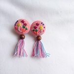 刺繍カラフルタッセルピアス