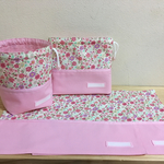 《qooanachu11様オーダー品》＊受注製作＊　花柄✕ふんわりさくら色♡ボーダーリボン セット【入園・入学】