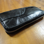 111225様オーダー品 ブラック　ヌメ革　レザーウォレット　長財布　BB４－１０