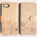 iPhone15/iPhone15 Pro/iPhone15 Plus/iPhone15 Pro Max/iPhone14/本革ケース ヌメ革 "本革スマホケース 香る花々"